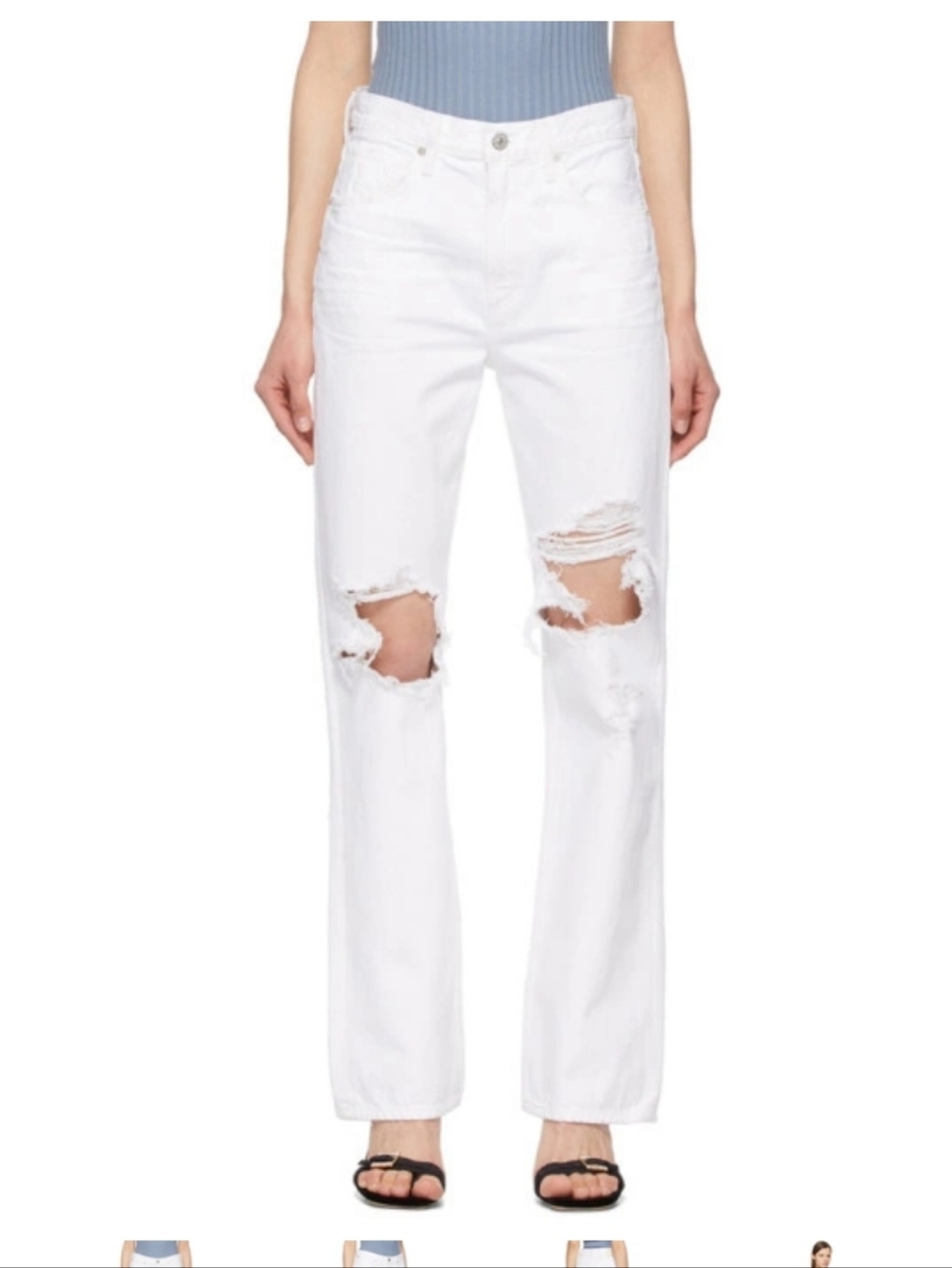 Citizens Of Humanity White Distressed Flare Jeans 27 Libby